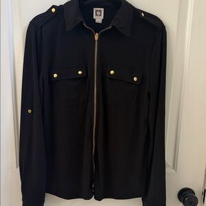 Anne Klein Black Military Jacket with Gold Buttons L